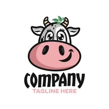 Modern cute cow logo. Vector illustration. Stock Illustration