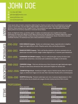 Modern cv resume with simplistic design Stock Illustration
