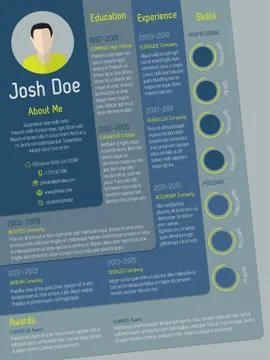 Modern cv resume template with steps design Stock Illustration