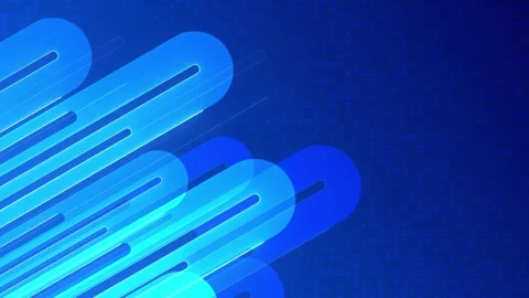 Modern cyan motion graphic visual rounded diagonal streaks, blue gradient field Stock Footage 340528007