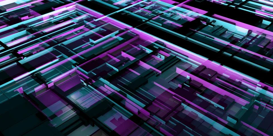 Modern Cyber Background With Digital Tech Grid Elements Stock Illustration