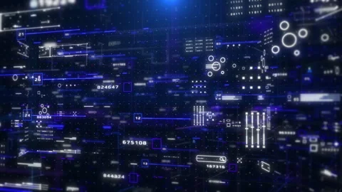 Modern Cyber Intelligence Workspace with Data Monitoring Technology Stock Footage 317014386