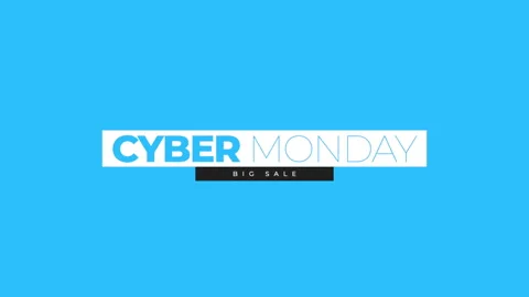 Modern Cyber Monday text with white stripe on blue gradient Stock Footage 249366190