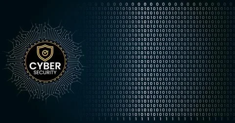 Modern Cyber Security Vector Digital Binary Data Technology Banner Background Stock Illustration