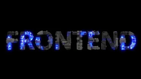 Modern cybernetic text FRONTEND shining blue electric light Illustrazione stock