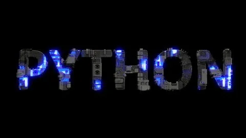 Modern cybernetic text PYTHON shining blue electric light Stock Illustration