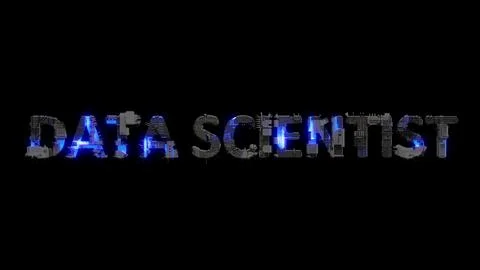 Modern cybernetical text DATA SCIENTIST shining blue electrical light Illustrazione stock