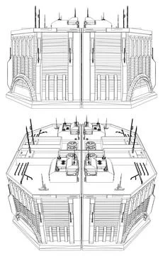 Modern Cyberpunk City Vector. Megastructures: Monolithic Brutalist Towers Ilustración de archivo