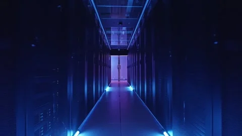 Modern cyberpunk computer room Stock Footage 295647301