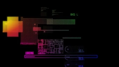 Modern cyberpunk music background with programming computer theme. Data and  Video stock 282487794