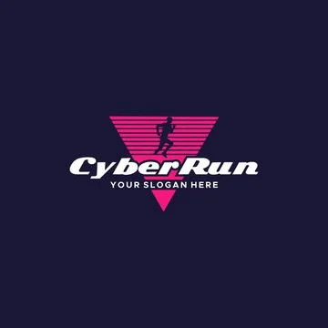 Modern CyberRun silhouette triangle logo design Stock Illustration