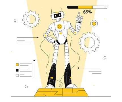 Modern cyborg vector line concept Stock Illustration