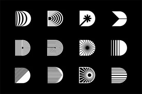 Modern D letter logo template set. Digital D logo vector set. Stock Illustration