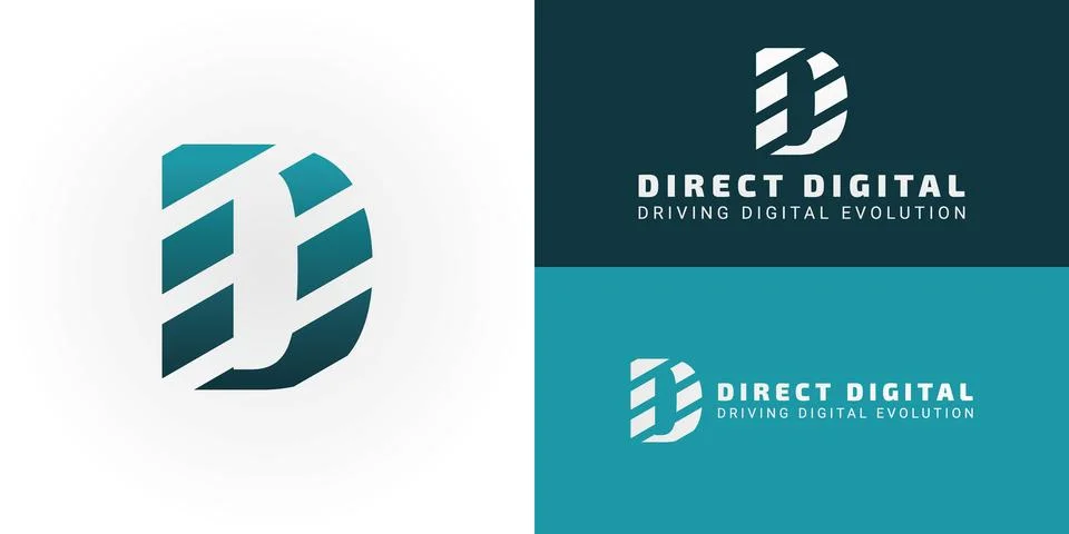 This modern D logo features diagonal stripes that elegantly form a subtle DD Stock Illustration