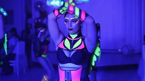 Modern dance in a neon luminous costume Stock Footage 126123738
