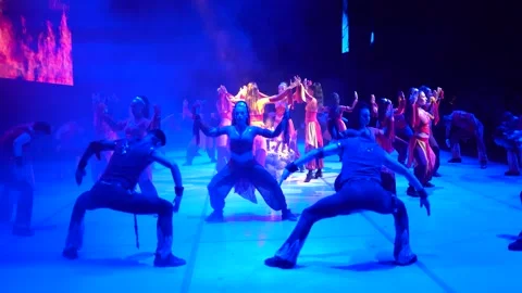 Modern Dance Performance, Dancing Theatre,  4k Slow Motion Stock Footage 180443968