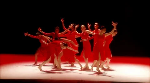 Modern dance- red Dresses Stock Footage 24968866