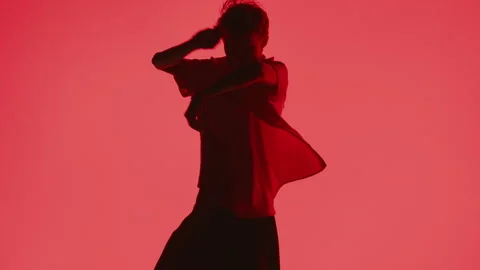 Modern Dance On Red Light Stock Footage 255537684