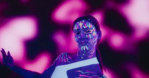 Modern Dancer with Neon Body Paint Video stock 243798842