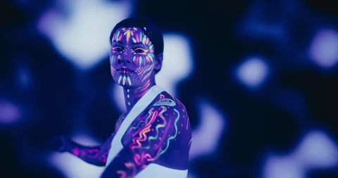 Modern Dancer with Neon Body Paint Video stock 243798877