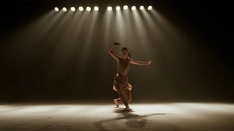 Modern dancer on stage in slow motion Stock-Footage 80133324