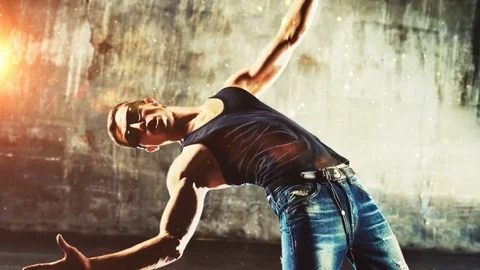 Modern dancers clip with special effects Stock Footage 80598087