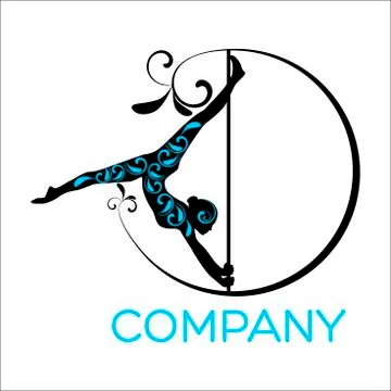 Modern Dancing on the pole logo Stock Illustration