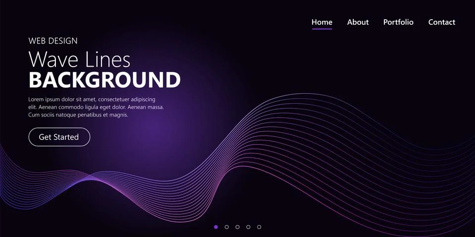 Modern Dark Abstract Wave Lines Website Landing Page Template Vector Illustrazione stock