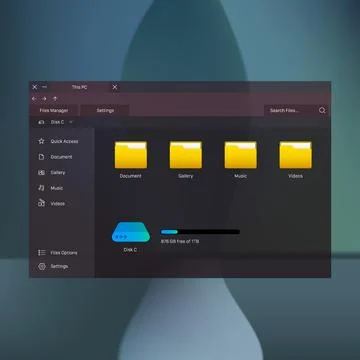 Modern dark file manager user interface dashboard with folders Stockillustratie