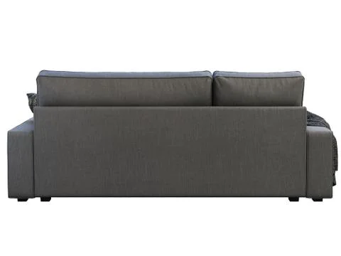 Modern dark gray fabric sofa with chaise lounge. 3d render Stock Illustration
