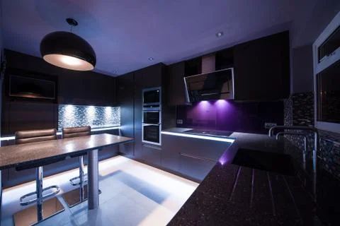 Modern dark kitchen interior Foto stock