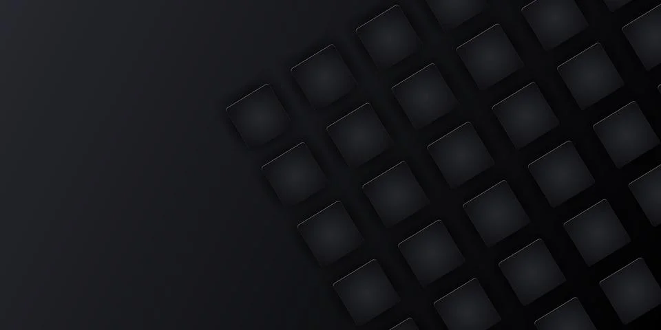 Modern dark neumorphism pattern background with isometric square blocks for UI Stock Illustration
