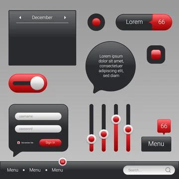 Modern Dark UI Kit Web Interface Elements And Widgets Stockillustratie