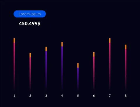 Modern dashboard infographic. Data visualization pie chart, workflow, finance Illustrazione stock