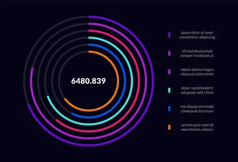 Modern dashboard infographic. Data visualization pie chart, workflow, finance Illustrazione stock