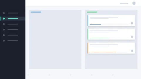 Modern dashboard UI design with progress bars and navigation menu Stock Footage 347560161