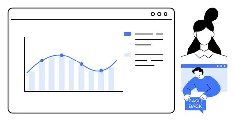Modern Data Analysis with Cashback Concept Visual 스톡 일러스트