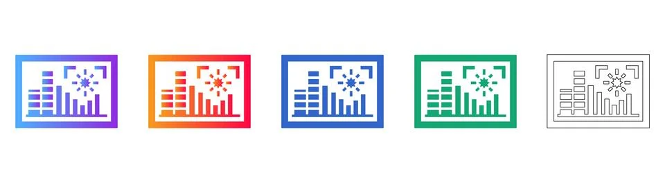 Modern Data Analysis Graphical Icons Set Stock Illustration