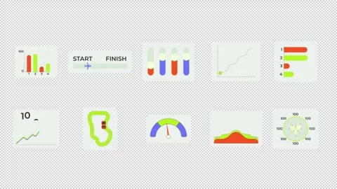 Modern data analytics and infographic animated UI element set Video stock 334659979