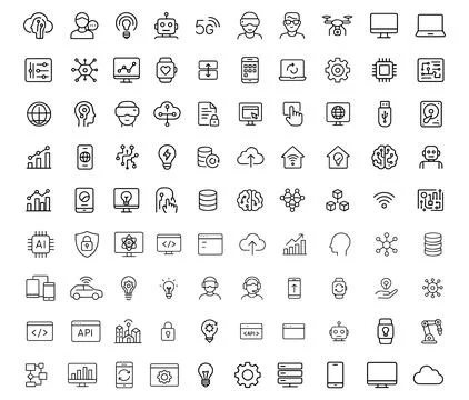 Modern Data Analytics and Technology Icons Set for Innovation and Digital T.. Stock Illustration