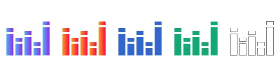 Modern Data Analytics Bar Chart Icon Collection Stock Illustration