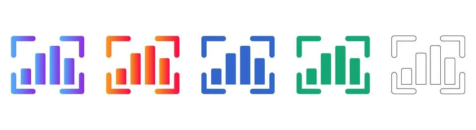 Modern Data Analytics Bar Chart Icon Set 스톡 일러스트
