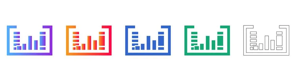 Modern Data Analytics Bar Chart Set 스톡 일러스트
