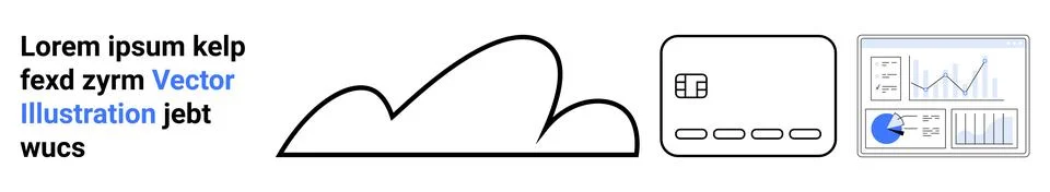 Modern Data Analytics with Cloud Computing and Credit Card Illustrations Stock Illustration