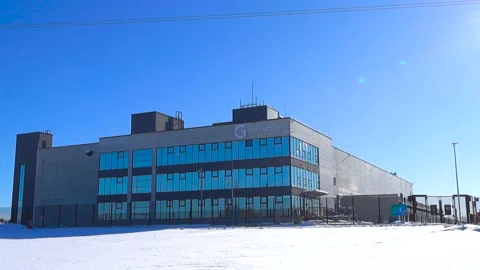 Modern Data Center Building Exterior on a Sunny Winter Day Stock Footage 333432801