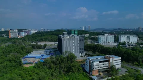 Modern data center building in technology park. Smooth aerial view drone Stock Footage 344616084