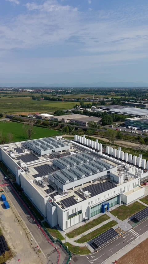 Modern Data Center Campus Supporting Digital Transformation Italy Stock Footage 341465799