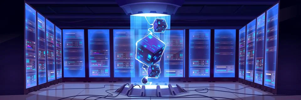 Modern data center with computer servers 스톡 일러스트