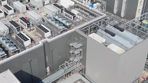 Modern Data Center Facility Aerial View Daytime Stock Footage 337527730