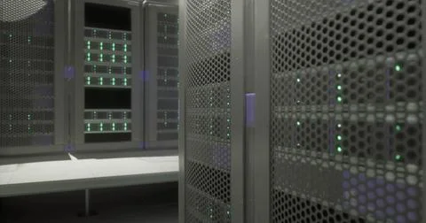 Modern data center with illuminated servers and advanced technology Stock Illustration